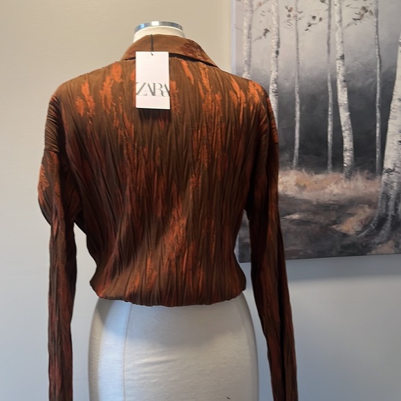 Zara NWT brown wrap blouse - Picture 3 of 5